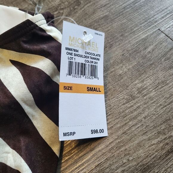 MICHAEL Michael Kors - Ghanzi Zebra Logo Ring One Shoulder Tankinia and bottom S - Picture 7 of 8